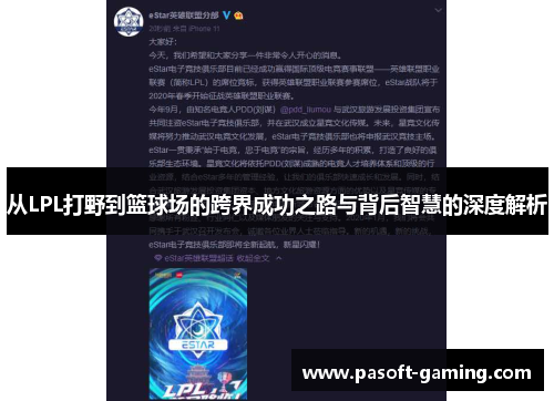 从LPL打野到篮球场的跨界成功之路与背后智慧的深度解析 从LPL打野到篮球场的跨界成功之路与背后智慧的深度解析